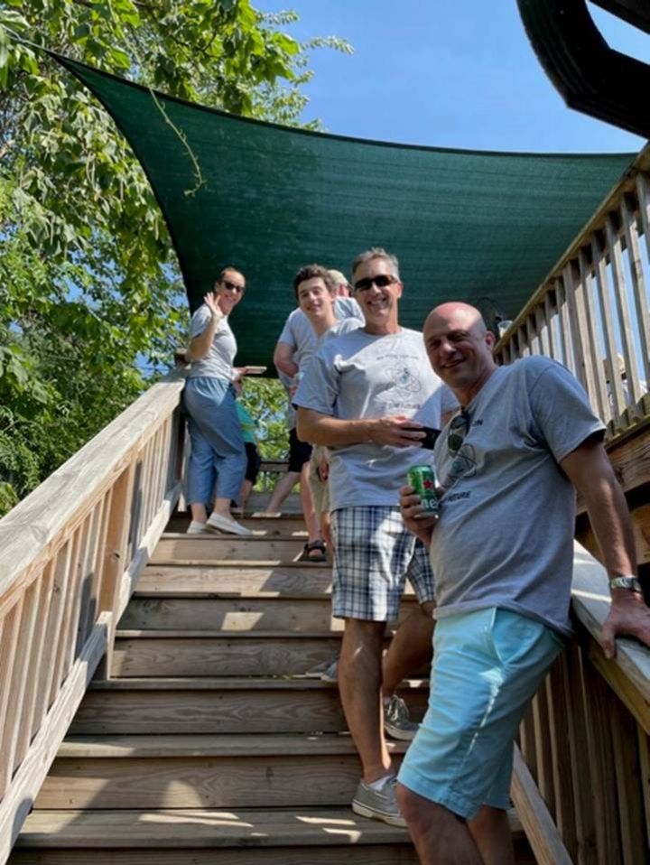 Waiting in line to feed giraffe